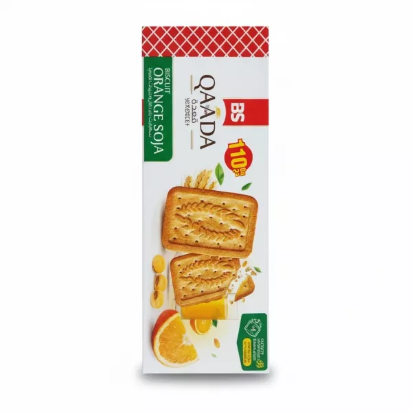 BS Qaada Orange Soja Biscuit packaging front