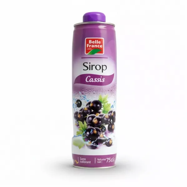 Belle France Sirop Cassis blackcurrant syrup bottle front label