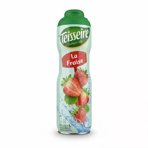 Teisseire strawberry flavour drink syrup bottle front