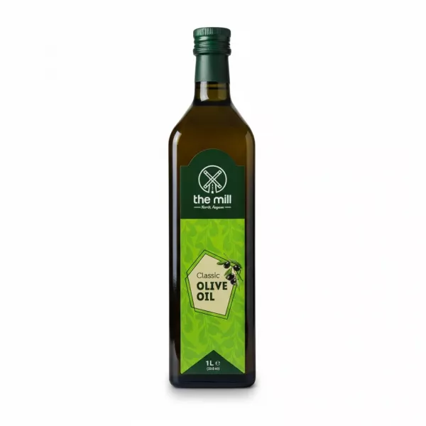 Bottle of The Mill Classic Olive Oil front label