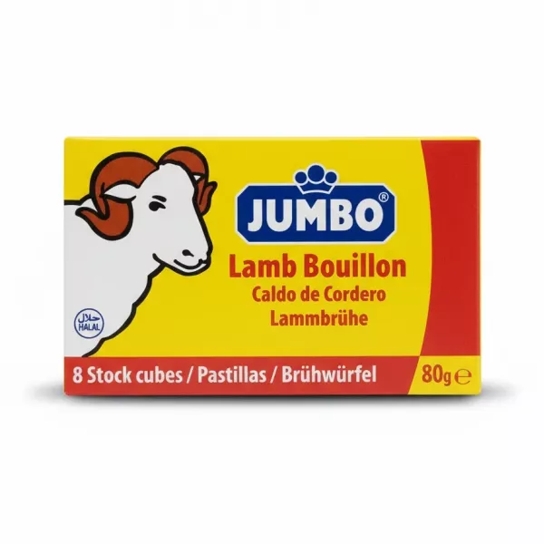 Jumbo Lamb Bouillon stock cubes box front on a white background