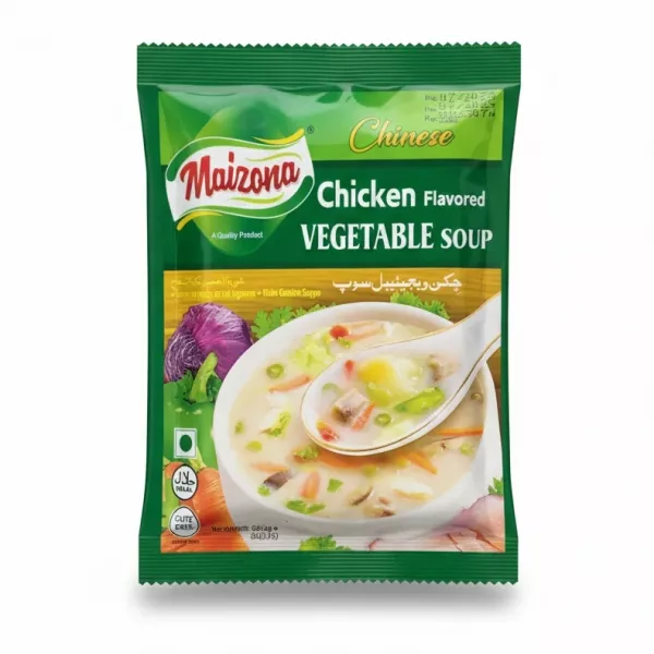 Maizona Chicken Flavored Vegetable Soup front packaging