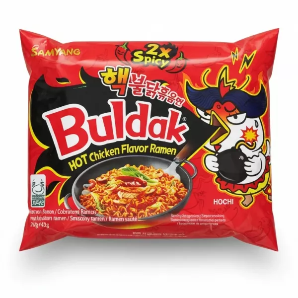 Package of Samyang Buldak 2X Spicy Hot Chicken Ramen