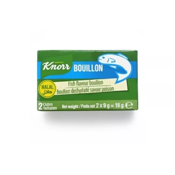 Knorr Fish Flavour Bouillon small green  pack prominent and on white background