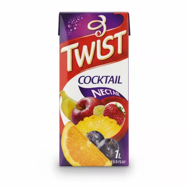 Twist Cocktail Mixed Fruit Nectar carton front view showing fruit images