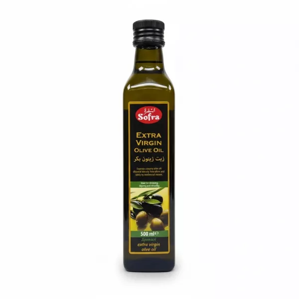 Sofra brand extra virgin olive oil 500ml bottle front label