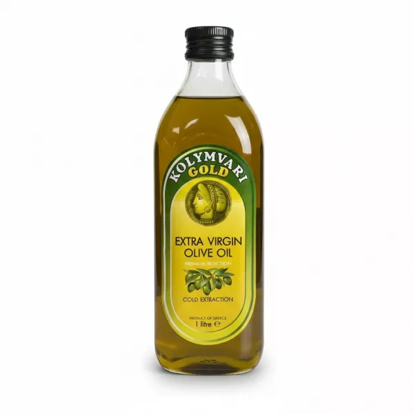 Bottle of Kolymvari Gold Extra Virgin Olive Oil front label