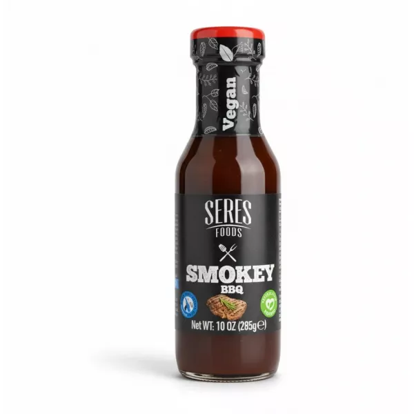 Bottle of Seres Foods Smokey BBQ Sauce front