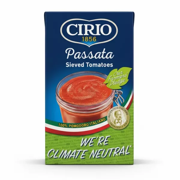 Cirio Passata Sieved Tomatoes front packaging showing tomato puree