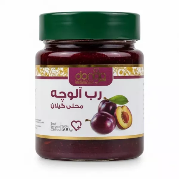 Jar of Donya brand plum paste showing front label with plum image