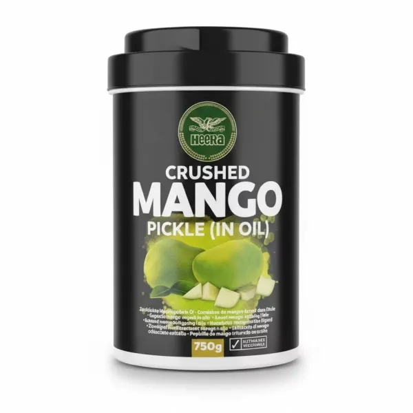 Heera Crushed Mango Pickle in Oil jar front view