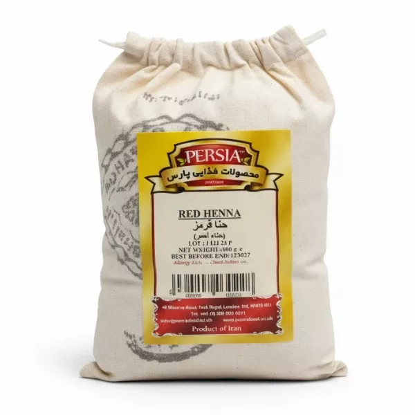 Pack of Persia Food Red Henna powder in cloth bag with label