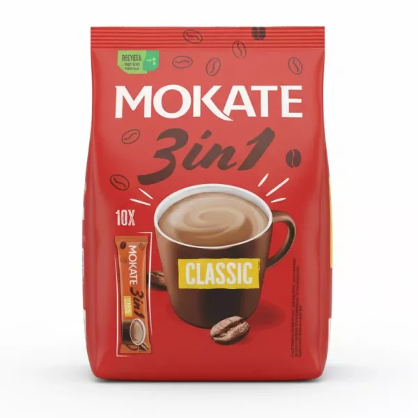 Mokate 3in1 Classic Instant Coffee sachets pack front view