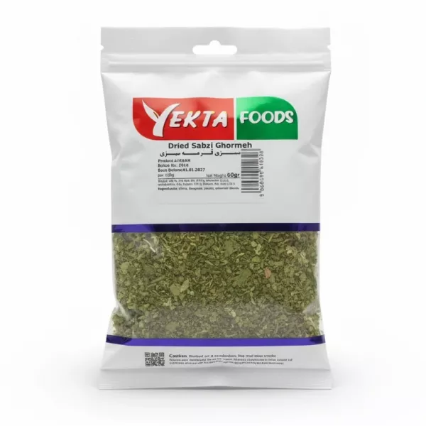 Yekta Foods dried Sabzi Ghormeh herb mix in plastic pouch front