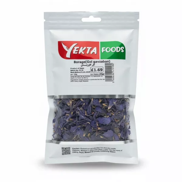 Yekta Foods dried borage herb packaging front