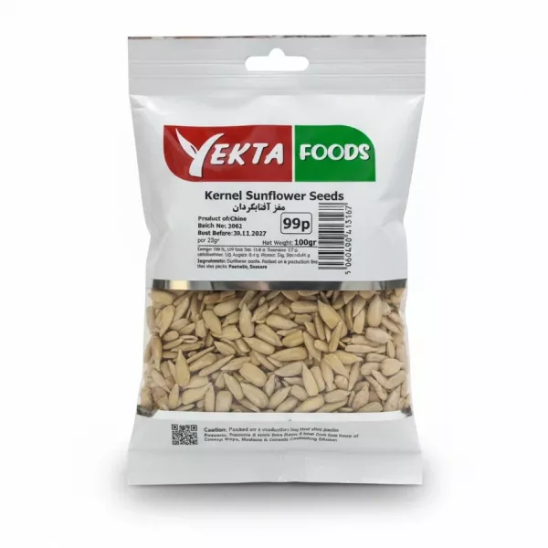 Yekta Foods branded bag of kernel sunflower seeds