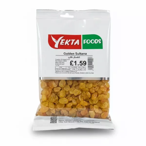 Package of Yekta Foods Golden Sultana raisins front view