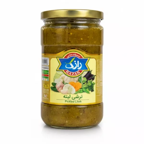 Razak Pickled Liteh jar front label with mix of vegetables