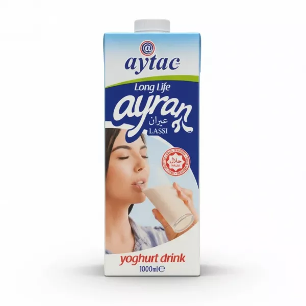 Aytac Long Life Ayran Yoghurt Drink 1000ml carton front view on a white background
