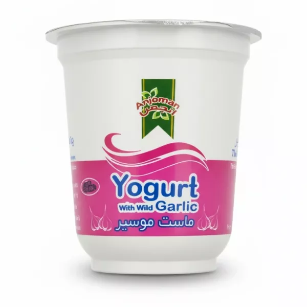 Anjoman Yogurt cup with wild garlic flavour front view