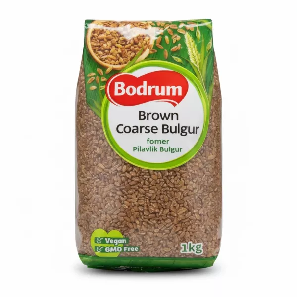Bodrum Brown Coarse Bulgur Wheat 1kg front packaging