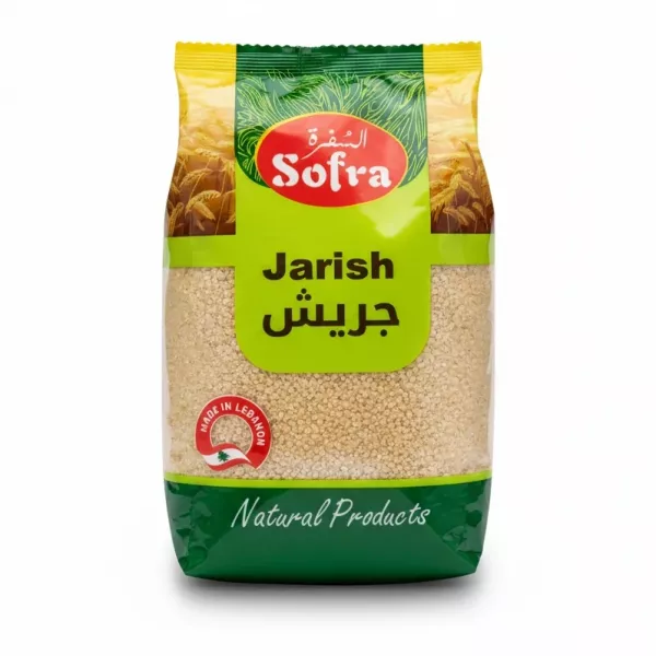 Sofra Jarish cracked wheat in green and yellow resealable bag