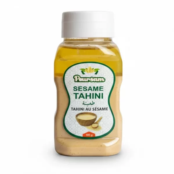Plastic jar of Poursam Sesame Tahini Paste