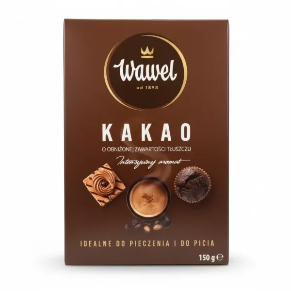 Wawel Fat Reduced Cocoa Powder front packaging in brown box