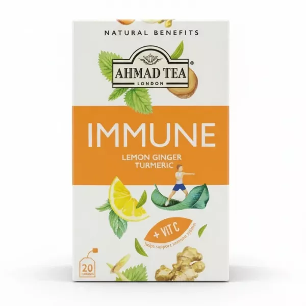 Ahmad Tea Immune Lemon Ginger Turmeric herbal tea box front