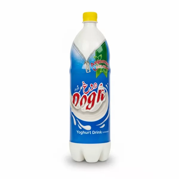 Anjoman Yoghurt Drink carbonated 1.5 litre bottle front view on a white background