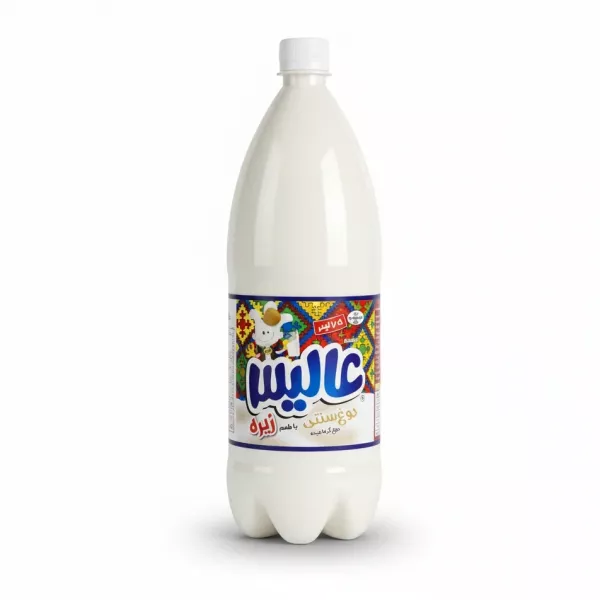 Bottle of Alis Doogh Autochthon Cumin Flavored yogurt drink 1.5L front label