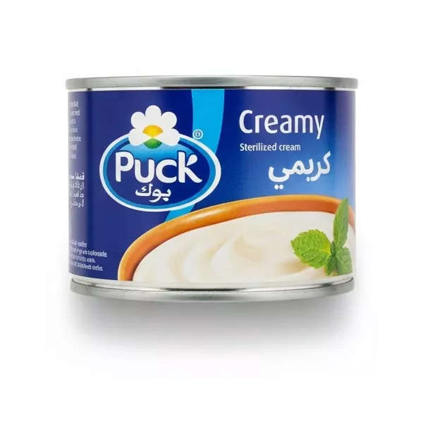 Puck creamy sterilised cream can front label