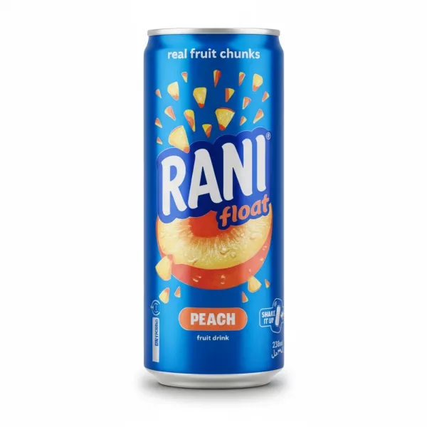 RANI Float Peach fruit drink can front view