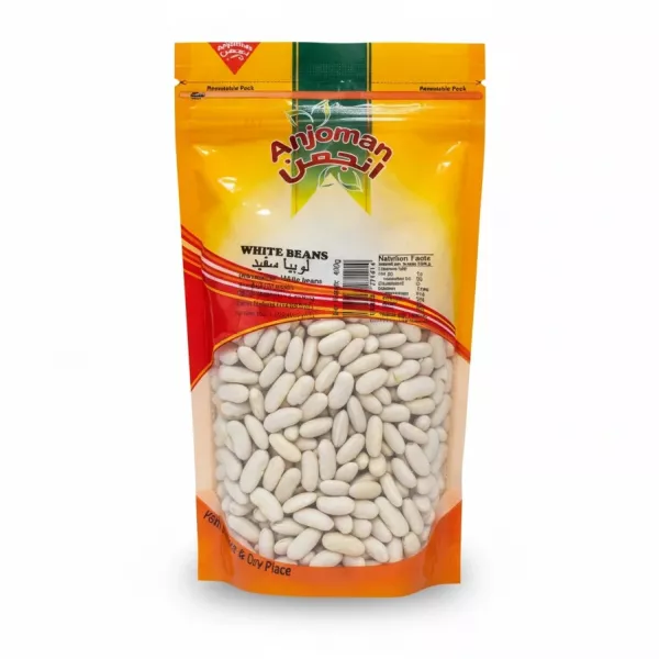 Anjoman white beans resealable pouch front