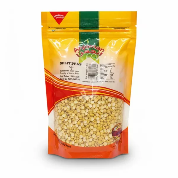 Anjoman pack of yellow split peas front view
