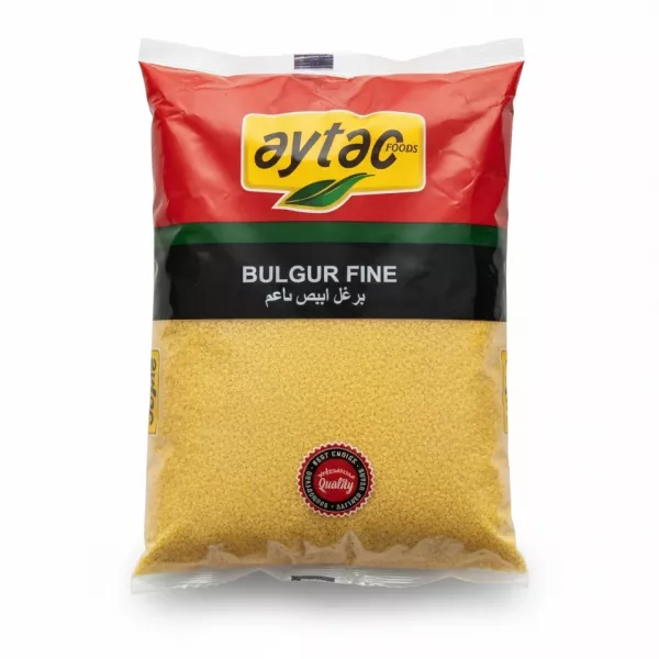 Aytac Foods Bulgur Fine yellow grains in sealed package front view