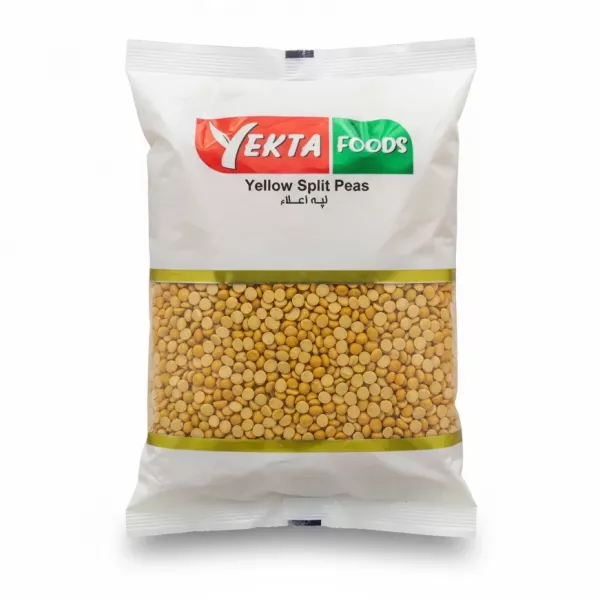 Packaged yellow split peas front view