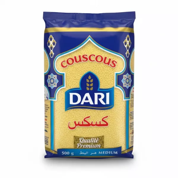Front pack view of Dari Premium Couscous medium grain 500g