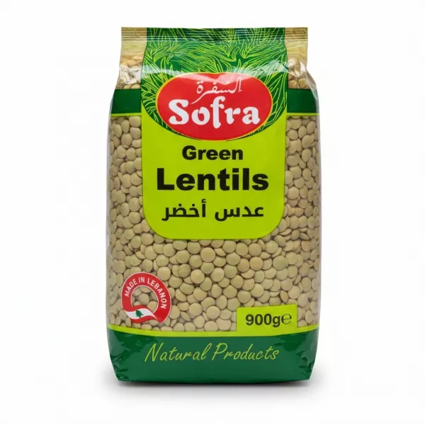 packaged green lentils bag labeled Sofra brand