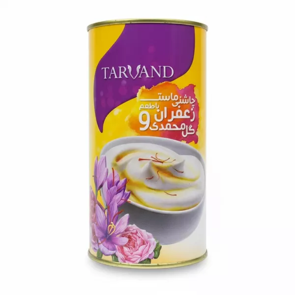 Tarvand yogurt dressing tin with saffron and rose design
