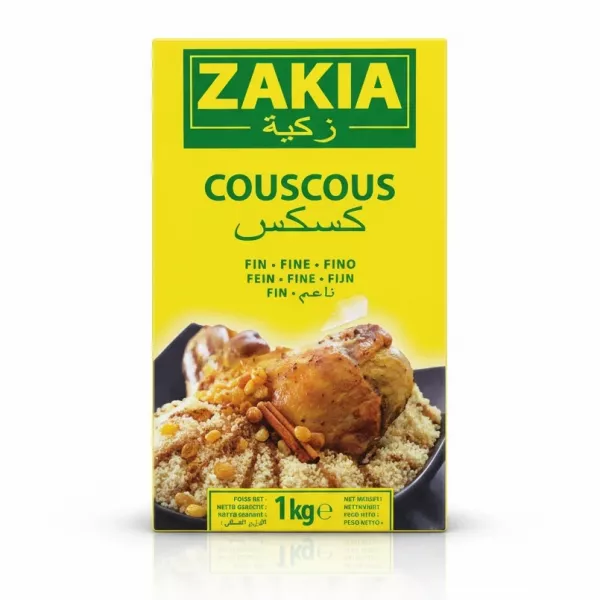ZAKIA Fine Couscous yellow packaging front with dish image