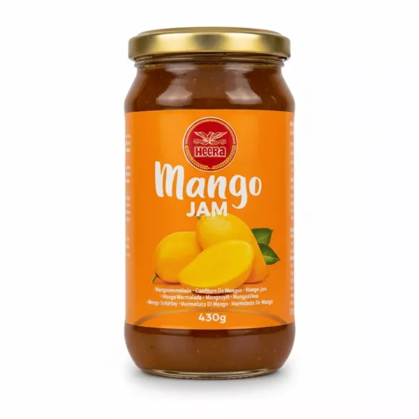 Jar of Heera Mango Jam with orange label