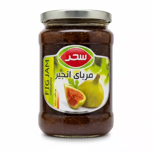 Sahar Fig Jam jar front label showing figs and brand logo