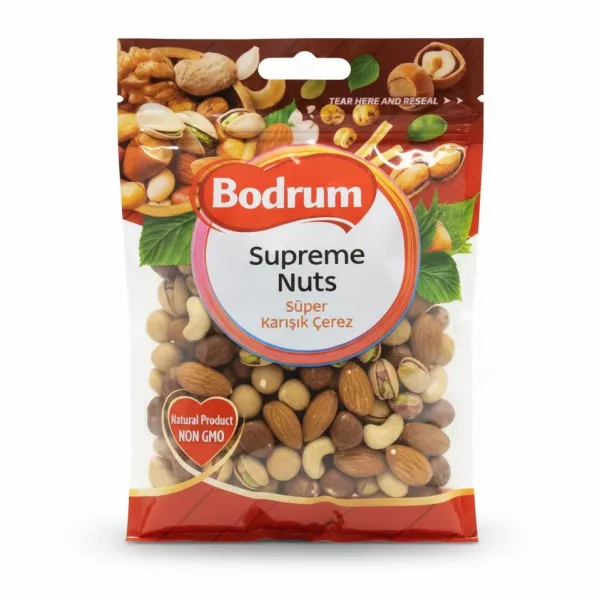 Bodrum Supreme Mixed Nuts front package showing nuts assortment