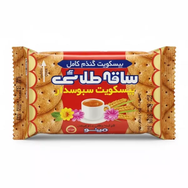 Golden Stem Wheat Biscuits front packaging showing biscuits and tea cup