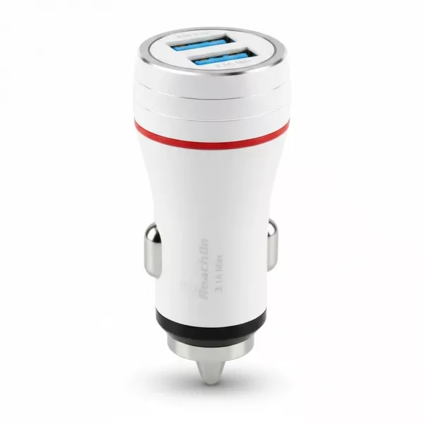 ReachOn dual USB 3.1A car charger with emergency hammer