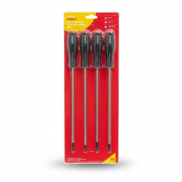 Amtech 4-piece long reach Torx screwdriver set in packaging