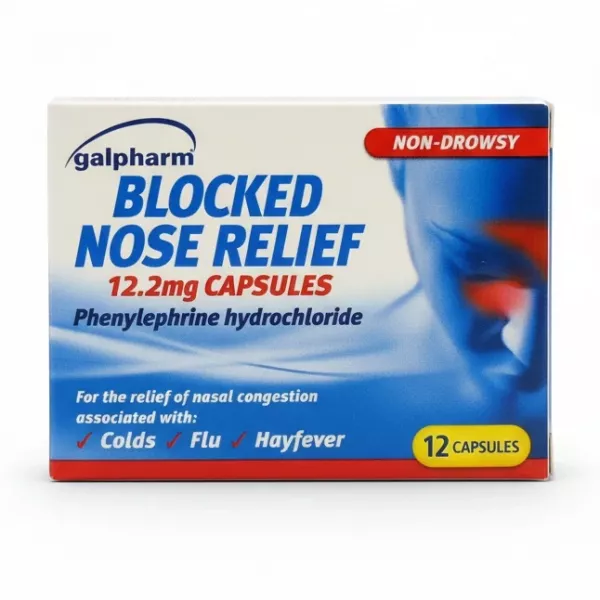 Galpharm Blocked Nose Relief Capsules front packaging