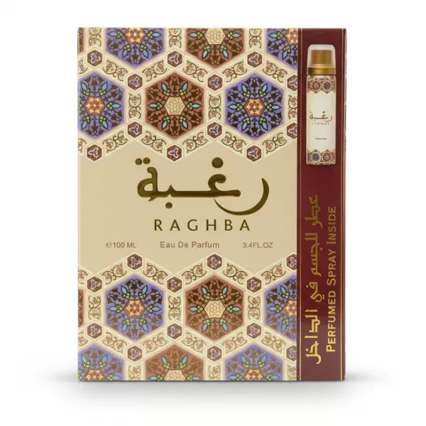 Lattafa Raghba Eau De Parfum 100ml decorative packaging front view