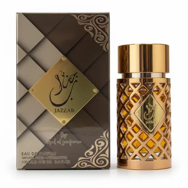 J Jazzab Eau De Parfum by Ard Al Zaafaran in decorative gold bottle with box
